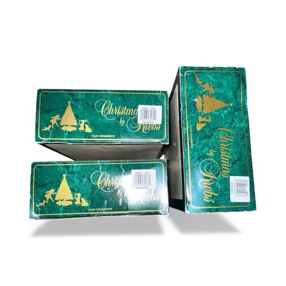 Lot 3 Vintage Christmas by Krebs Glass Ornaments Frosted Ivory Rose Mauve 12pc - Picture 4 of 11